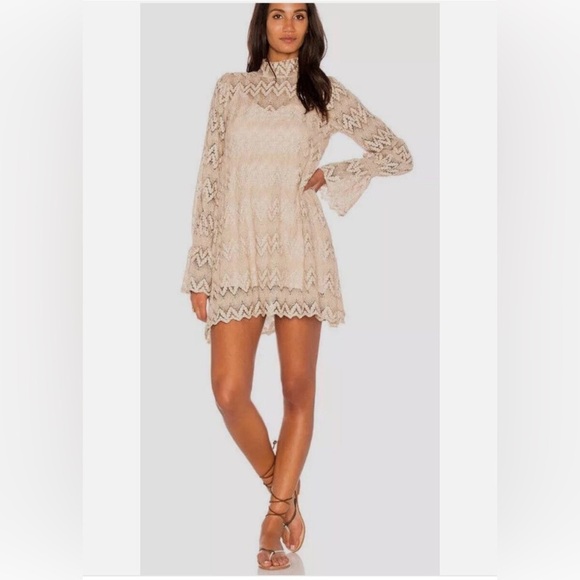 FREE PEOPLE SIMONE MINI DRESS In Neutral COMBO XS‎ - Picture 7 of 14